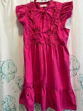 💖 **Caroline Constas Hot Pink Ruffle Mini Dress – Flirty, Feminine & Fun